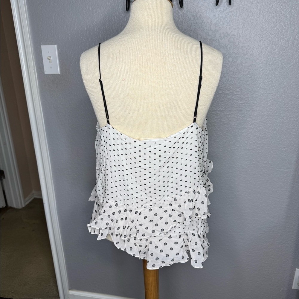 Polka Dot Ruffle White Top - Picture 3 of 5